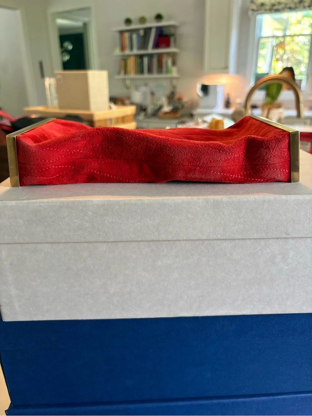 Lanvin Paris Red Suede Clutch